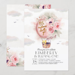 Teddy Bear und Floral Hot Air Ballon Kind Geburtst Einladung