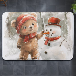 Teddy Bear und Snowman Badematte