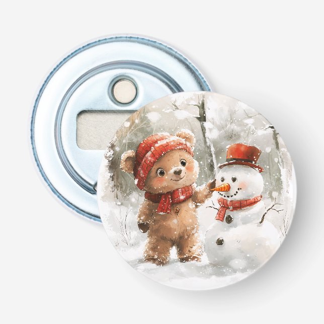 Teddy Bear und Snowman Flaschenöffner (Vorderseite)