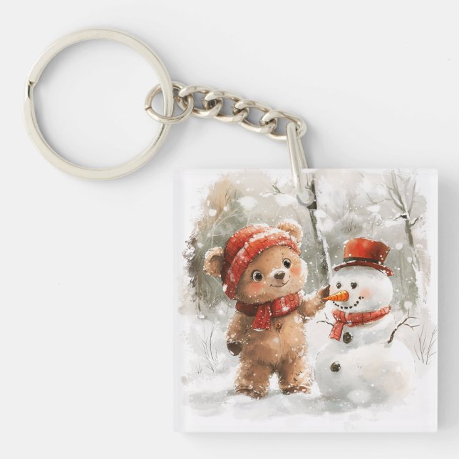 Teddy Bear und Snowman Schlüsselanhänger (Vorderseite)