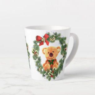 Teddy Bear und Zuhause zum Weihnachtsfeiertag Milchtasse