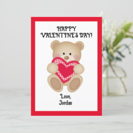 Teddy Bear Valentine Card - Personalisiertes Niedl Feiertagskarte