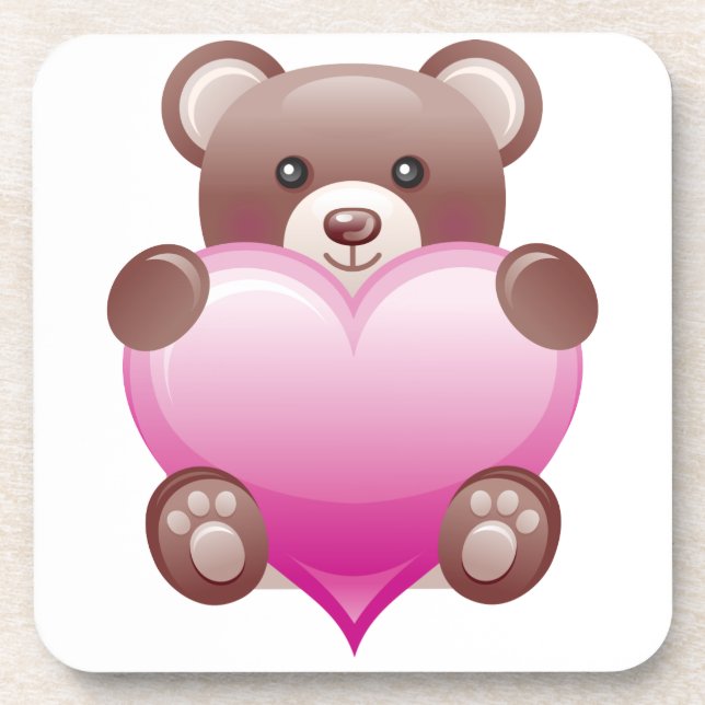Teddy Bear Valentine Heart Untersetzer (Vorderseite)