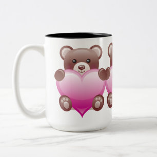 Teddy Bear Valentine Heart Zweifarbige Tasse