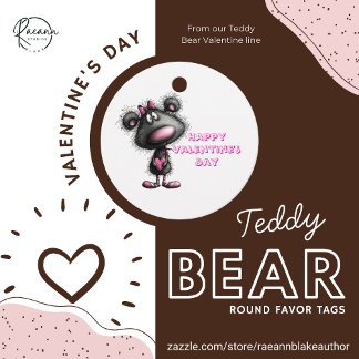 Teddy Bear Valentine Round Favor Tags Geschenkanhänger