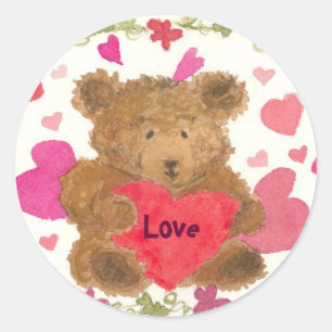 Teddy Bear Valentine Runder Aufkleber