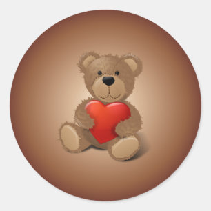 Teddy Bear Valentine Runder Aufkleber