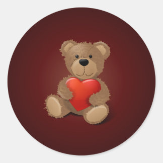 Teddy Bear Valentine Runder Aufkleber
