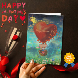 Teddy Bear Valentinstag Card Bester Lehrer Feiertagskarte