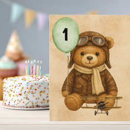 Teddy Bear Vintag Airplane Niedlich Whimsical Cust Postkarte
