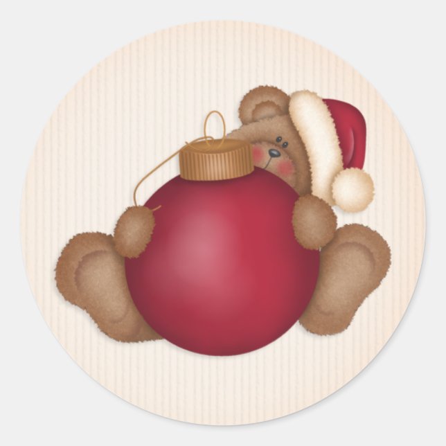 Teddy Bear w Ornament 1 - Holiday Stickers (Vorderseite)