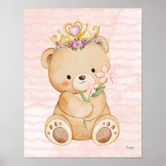 Teddy bear wall art poster My Princess