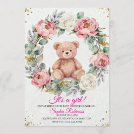 Teddy Bear Watercolor  Baby Shower Invitation Einladung