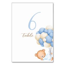 Teddy Bear Watercolor Balloons Tabelle 6 Nummer Ka Tischnummer