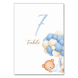 Teddy Bear Watercolor Balloons Tabelle 7 Nummernka Tischnummer