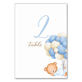 Teddy Bear Watercolor Balloons Tischnummer Card