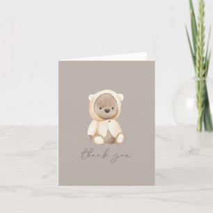 Teddy Bear Watercolor Gelb Braune Neutral Dankeskarte