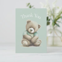 Teddy Bear Watercolor Green Baby Dusche Vielen Dan