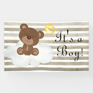 Teddy Bear Watercolor Niedlich Baby Boy Babydusche Banner