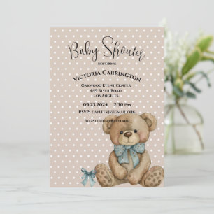 Teddy Bear Watercolor Punkte Babydusche Einladung