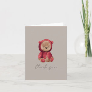 Teddy Bear Watercolor Red Brown Neutral Dankeskarte