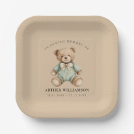 Teddy Bear Watercolour Memorial Paper Plates Pappteller