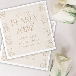 Teddy Bear We Can Bearly Wait Baby Shower Serviette