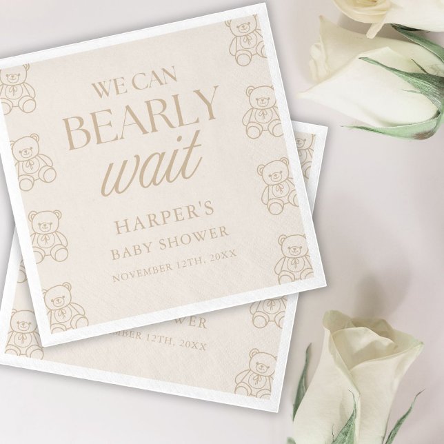 Teddy Bear We Can Bearly Wait Baby Shower Serviette (Von Creator hochgeladen)