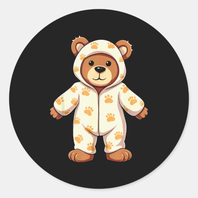 Teddy Bear Wearing Pajamas  Runder Aufkleber (Vorderseite)