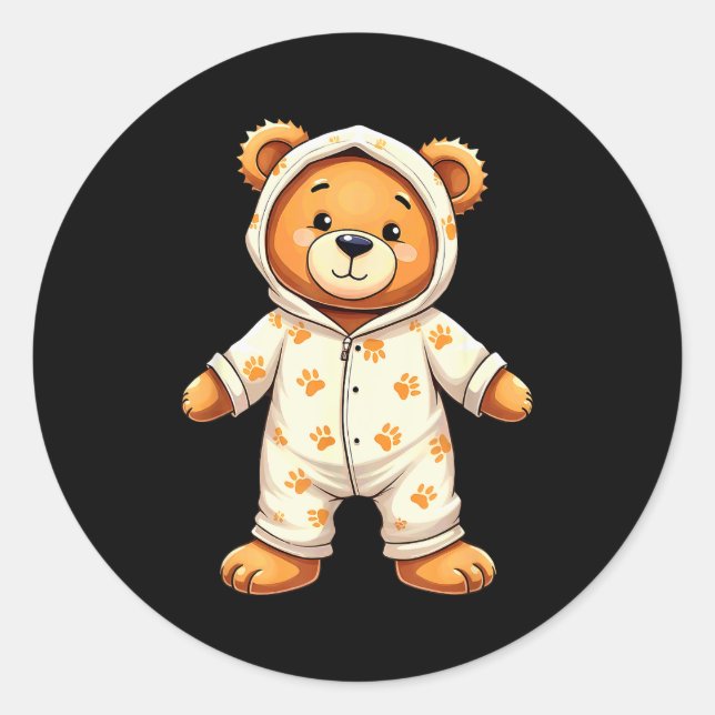 Teddy Bear Wearing Pajamas  Runder Aufkleber (Vorderseite)