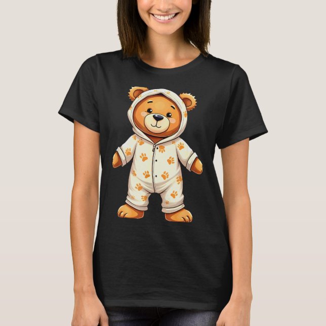 Teddy Bear Wearing Pajamas  T-Shirt (Vorderseite)