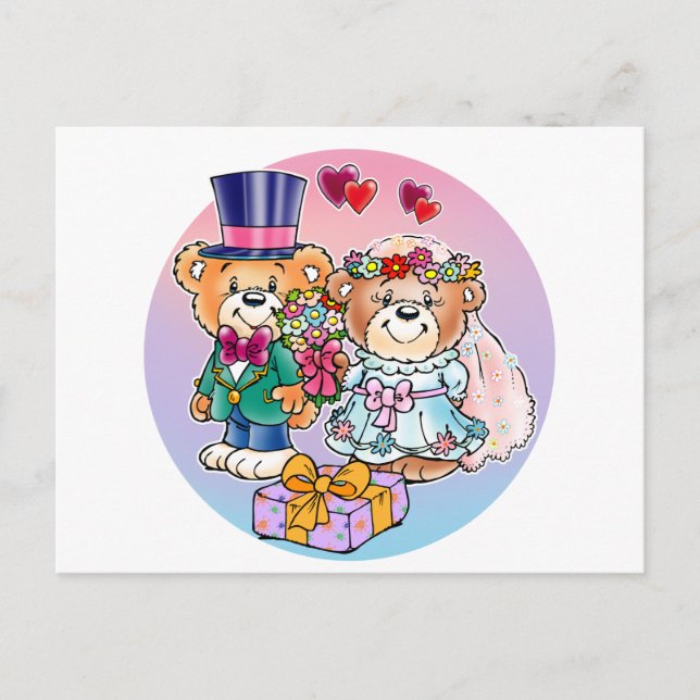 Teddy Bear Wedding Couple Postkarte (Vorderseite)