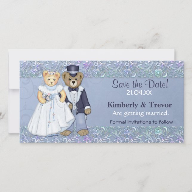 Teddy Bear Wedding rettet das Datum Save The Date (Vorderseite)
