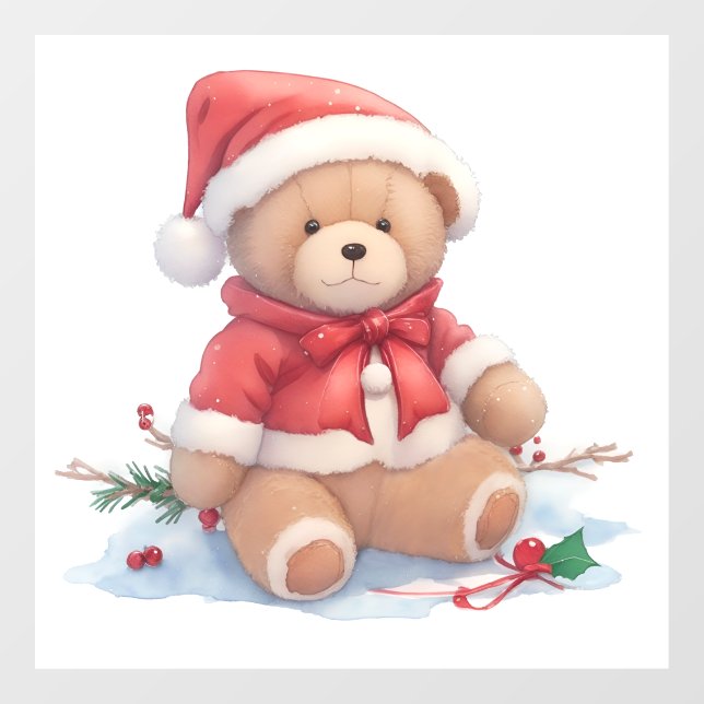 Teddy Bear Weihnachtsfenster Fensteraufkleber (Blatt)