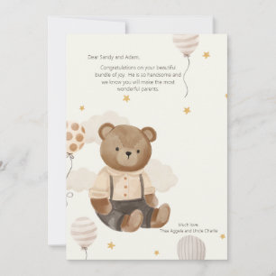 Teddy Bear Welcome Baby Card Einladung
