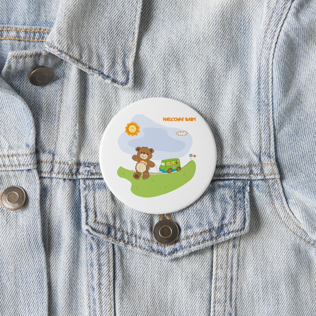 Teddy Bear Welcome Baby Kinderzimmer Design Button (Von Creator hochgeladen)