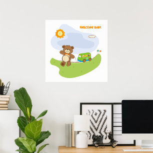 Teddy Bear Welcome Baby Kinderzimmer Design Poster