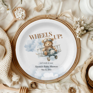 Teddy Bear Wheels Up Kleiner Kopilot Pappteller