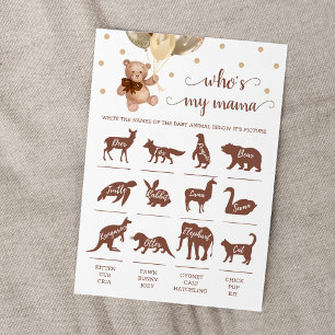 Teddy Bear Who is my mama game Baby Showcard Einladung
