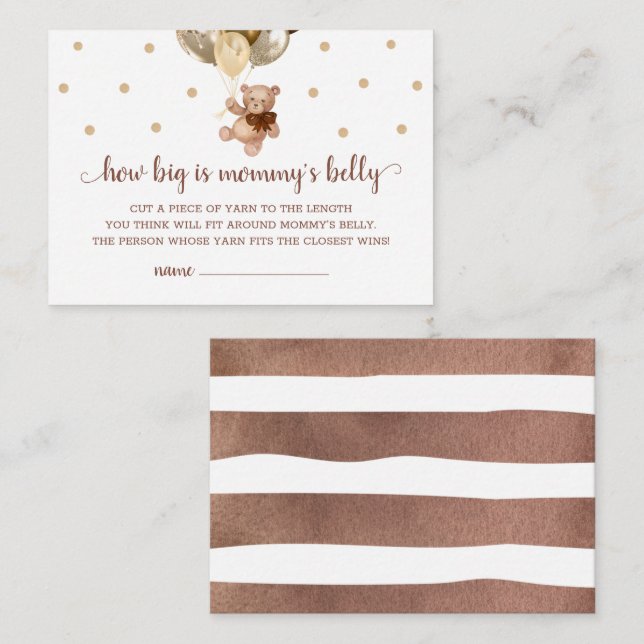 Teddy Bear wie groß ist Mama's Bauchegarte Begleitkarte (Vorne/Hinten)