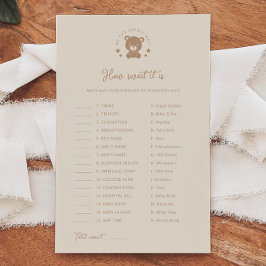 Teddy Bear wie süß es ist Baby Shower Game