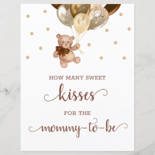 Teddy Bear Wie viele Kisses Game Sign Baby Dusche