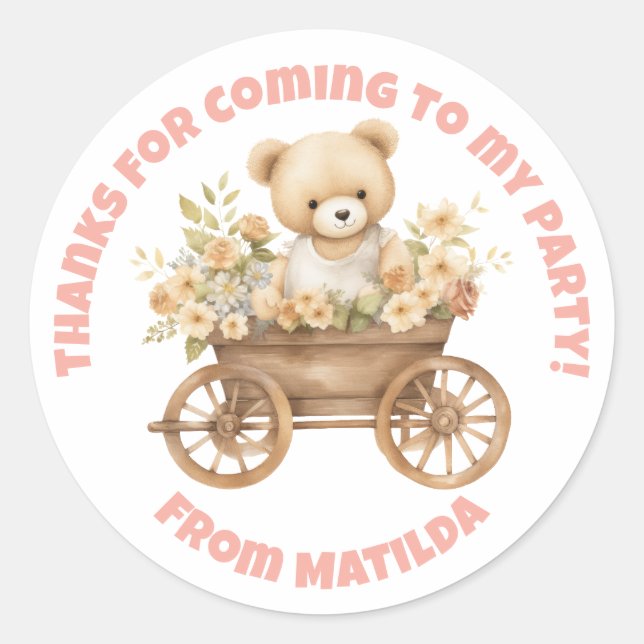 Teddy Bear Wildblume Floral Vielen Dank Sticker (Vorderseite)