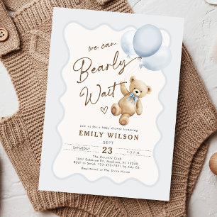 Teddy Bear wir können frühzeitig abwarten Baby Boy Einladung
