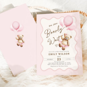 Teddy Bear wir können frühzeitig abwarten Baby Gir Einladung