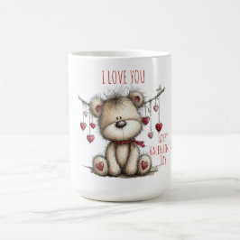 Teddy Bear with Heart Scarf and Hanging Hearts Kaffeetasse