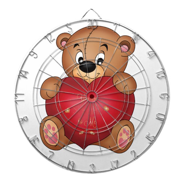 Teddy Bear with Heart Sprichwort Hello Lovely Dartscheibe (vorne)