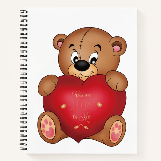 Teddy Bear with Heart Sprichwort Hello Lovely Notizbuch (Vorderseite)