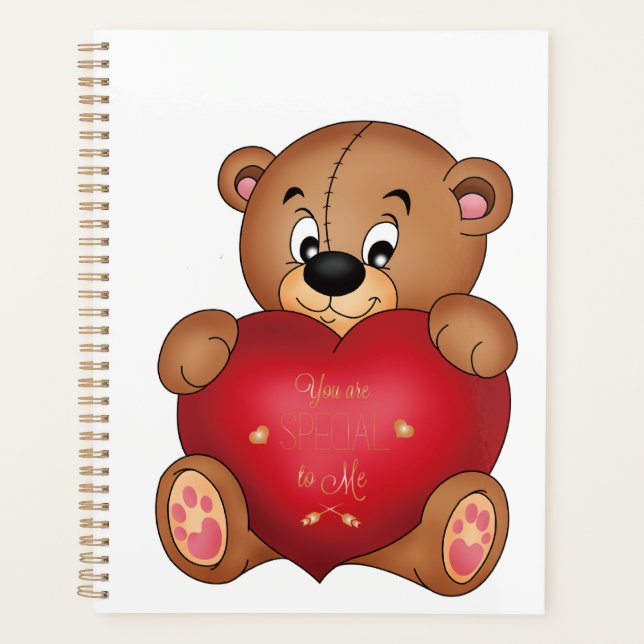 Teddy Bear with Heart Sprichwort Hello Lovely Planer (Vorderseite)