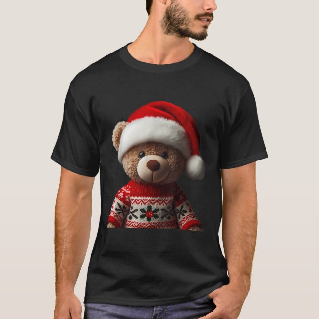 Teddy Bear With Santa Hat Christmas Xmas Lover Kid T-Shirt (Vorderseite)